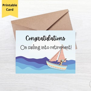 Retirement Card for Her, Funny Pun Retirement Card, Beach Retirement Card, Sailboat Retirement Card,7x5 greeting card