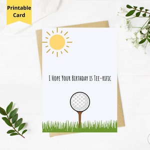 I Hope Your Birthday is Tee-rific, Funny Golf birthday card for husband, for boyfriend, for son 5x7 pun birthday card