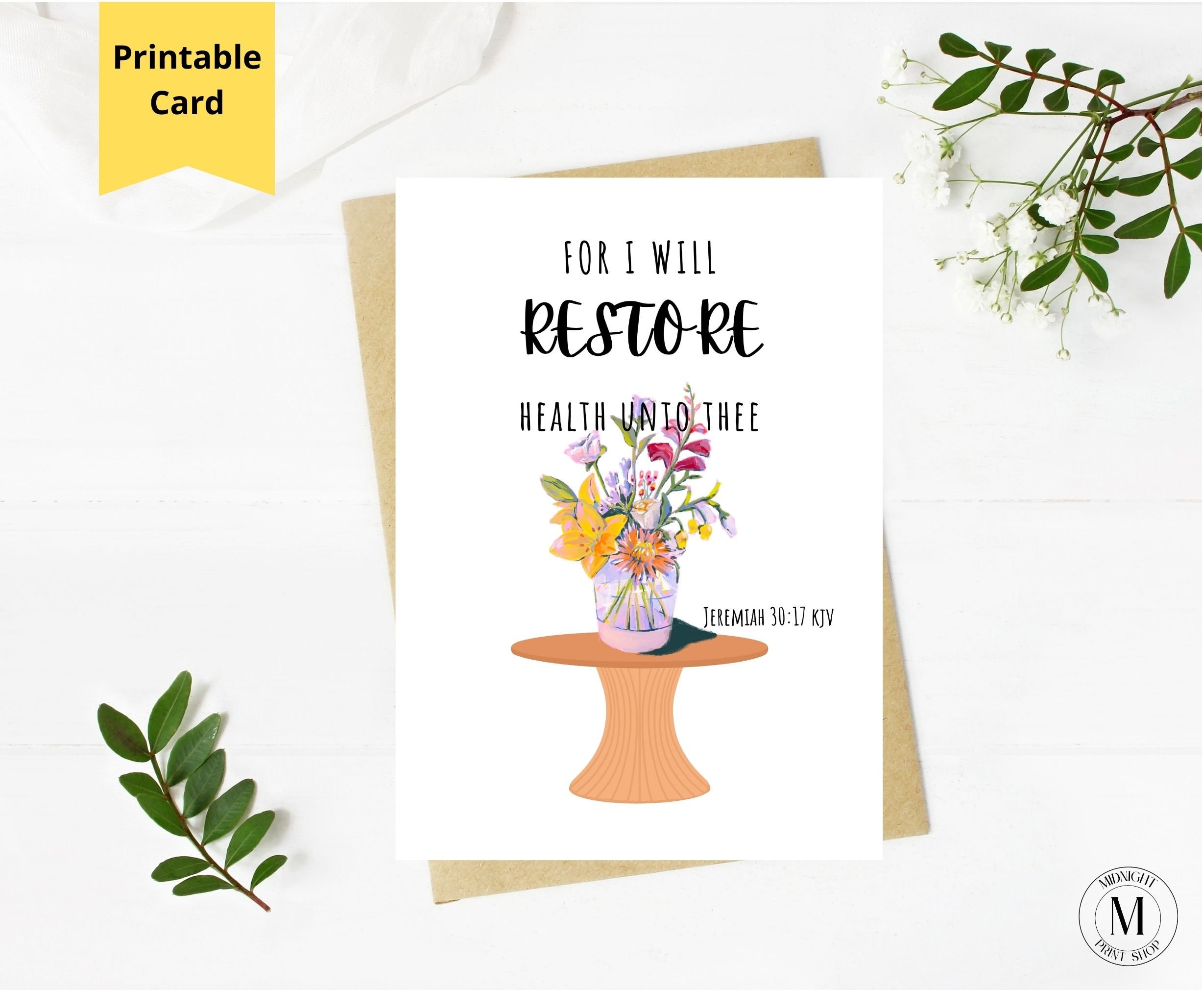 Scripture Get Well Soon Card, Feel Better Card, Flower Thinking of You ...