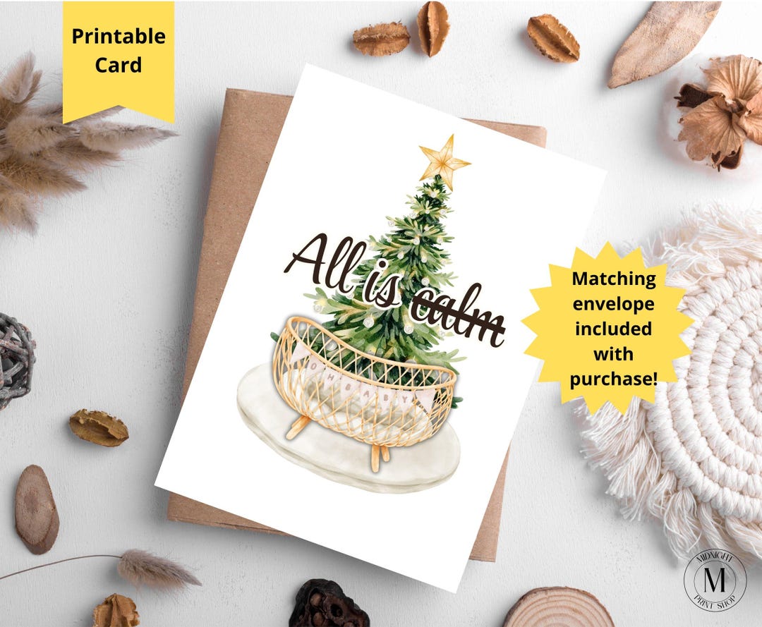 All is Calm Christmas Card, Funny Christmas Card for New Parents ...