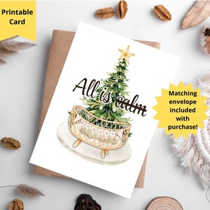 All is Calm kerstkaart, grappige kerstkaart voor nieuwe ouders, kerst met pasgeboren, nieuwe familiekaart, babyshowerkaart december