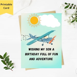 Sohn Geburtstagskarte, Flugzeug Geburtstagskarte für Sohn, abenteuerliche Geburtstagskarte, Pilot Geburtstagskarte, Für Teenager, Für Männer, 5x7 Grußkarten