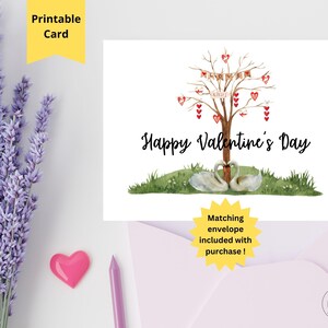 Zwaanpaarkaart, Valentijnsdagkaart voor echtgenoot, kaart voor significante andere, eenvoudige valentijnskaart, Valentijnsdagcadeau, 7 x 5 kaart