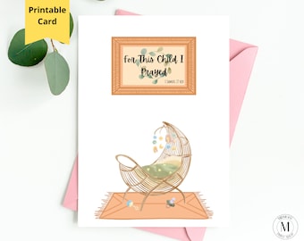 Religious Baby Shower Card, Card for Expecting Parents, Boho Theme Baby Shower, Congratulations Baby Card, 5x7 printable greeting card