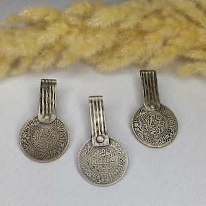3 pendants of antique silver berber coin from MOROCCO. Antique berber jewelery