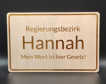 Personalisiertes Regierungsbezirk Schild