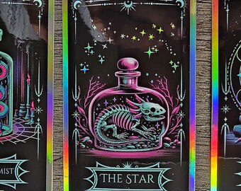 BUY 3 GET 1 FREE!!! Art & Oddities Tarot Card Holographic Stickers- (2 inch-3 inch) [Message for a specific design, otherwise, it's random]