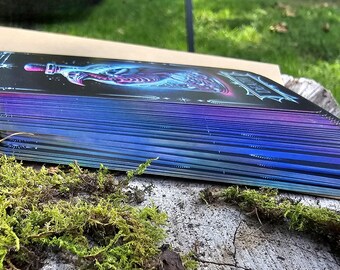 5 Pack Holo Edge- Art & Oddities Tarot Cards / Bookmarks- Pack of 5 (Glit Edge Holographic Cards- Linen Card Stock)