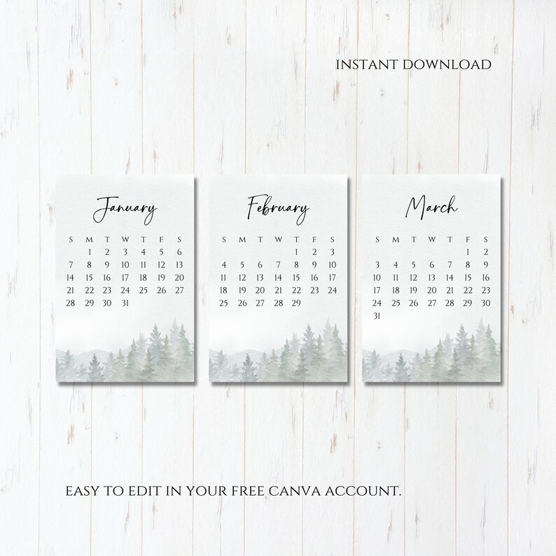 2024 Mini Desk Calendar, Printable Desk Calendar, Monthly Calendar Template, Mini Easel Calendar