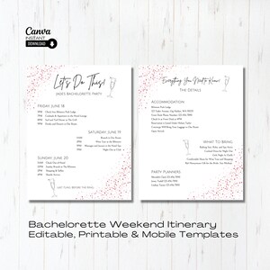 Printable Bachelorette Party Itinerary & Invitation Template (Canva)