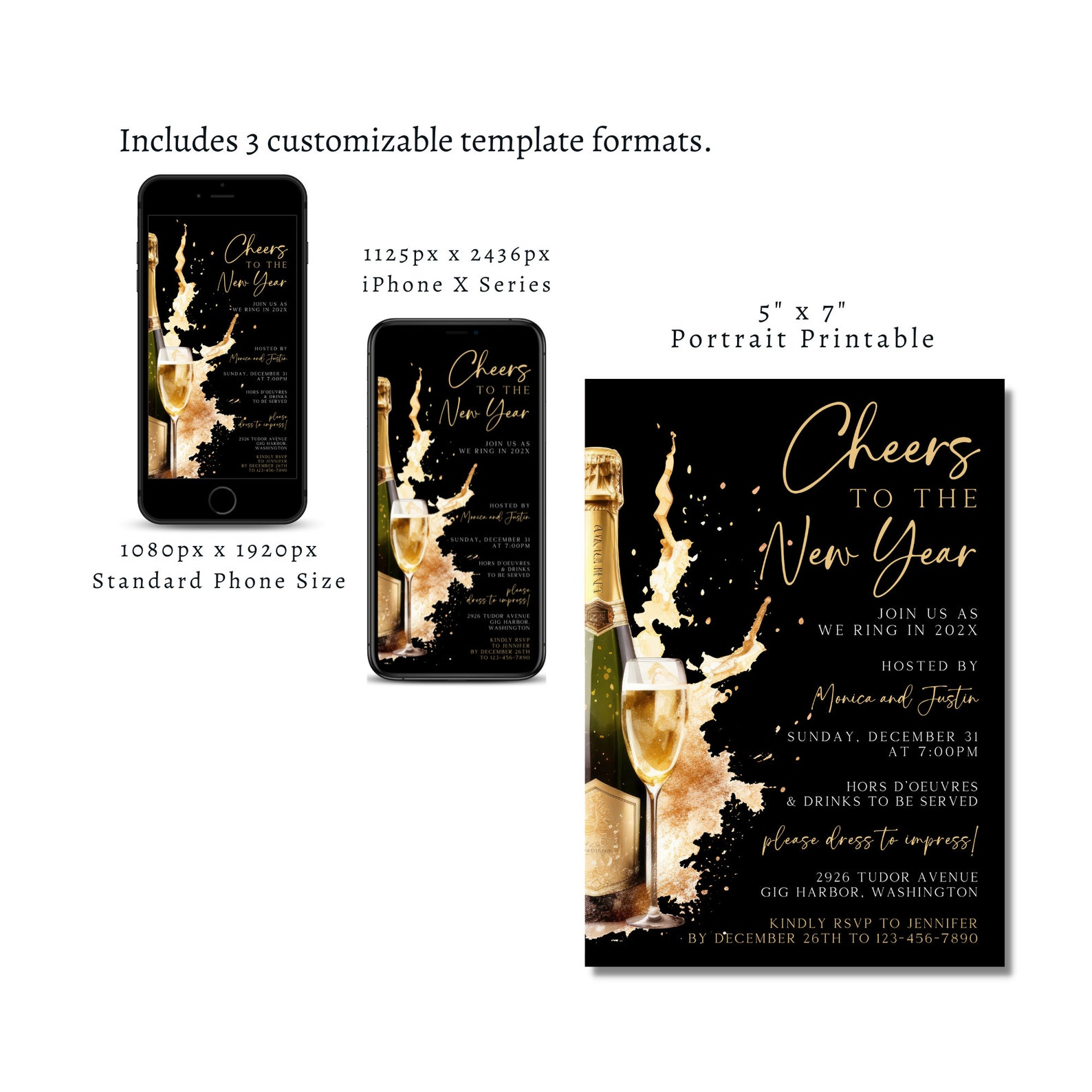 Editable New Years Eve Party Invitation Template Printable - Etsy