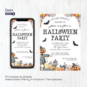 Editable Halloween Costume Party Invitation: Printable Evite (Canva)