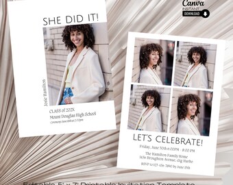 Editable Graduation Party Invitation: Modern Announcement Template (5x7 Printable)