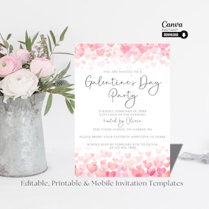 Faire-part Galentine, invitation de la Saint-Valentin, invitation modifiable fête des Galentines, fête de la Saint-Valentin, faire-part Saint-Valentin