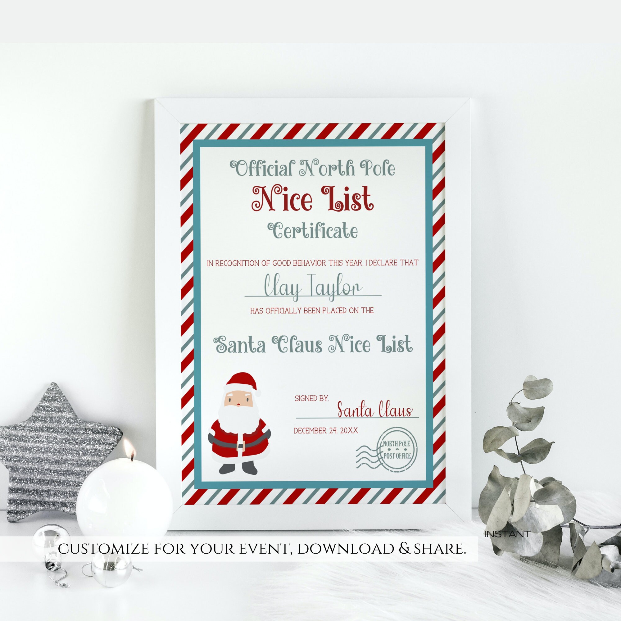 Editable Santa Certificate Editable Santa Nice List - Etsy