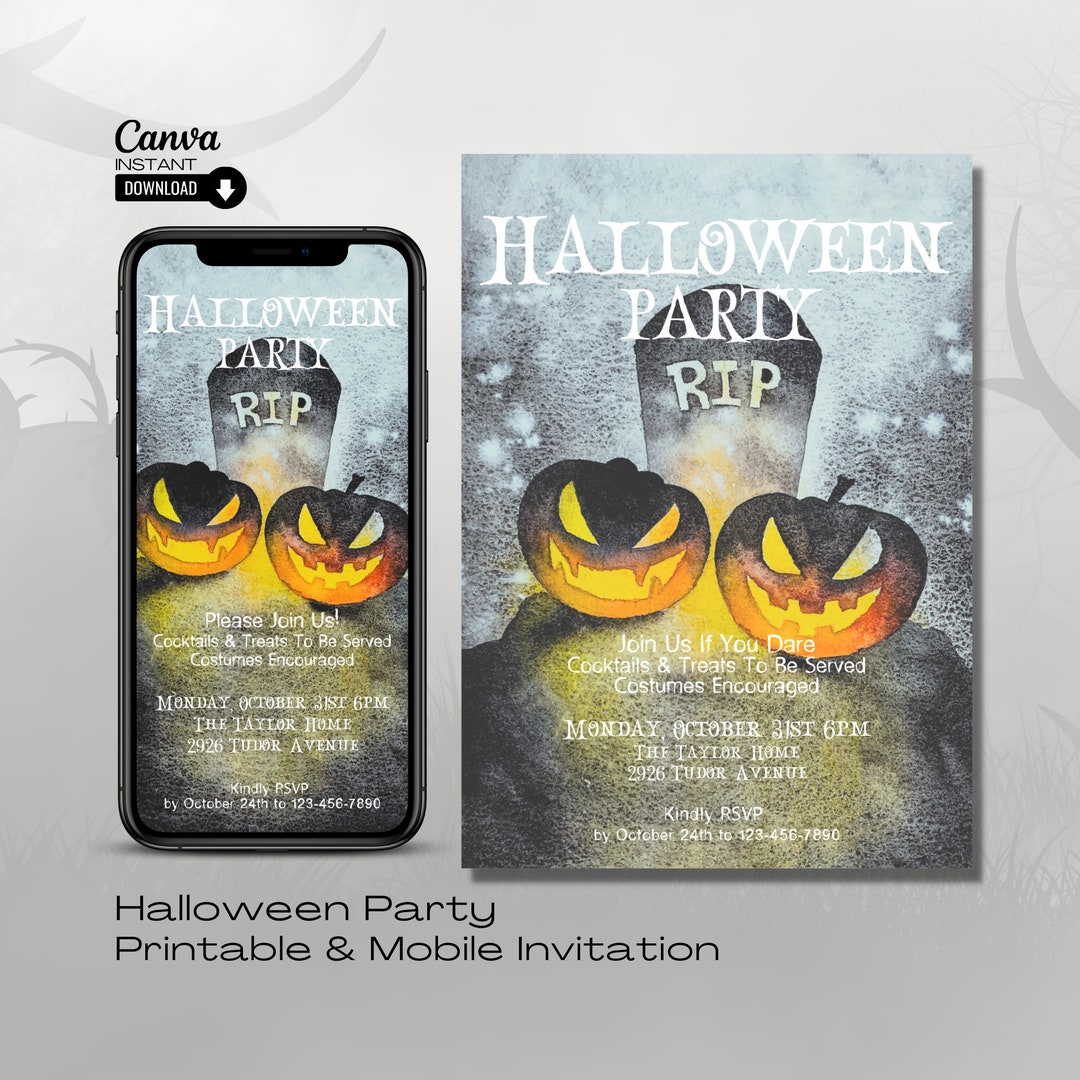 Editable Halloween Party Invitation, Printable Halloween Party Invite ...