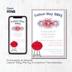 Labor Day BBQ Invitation Template: Editable Party Invite (Digital Download)