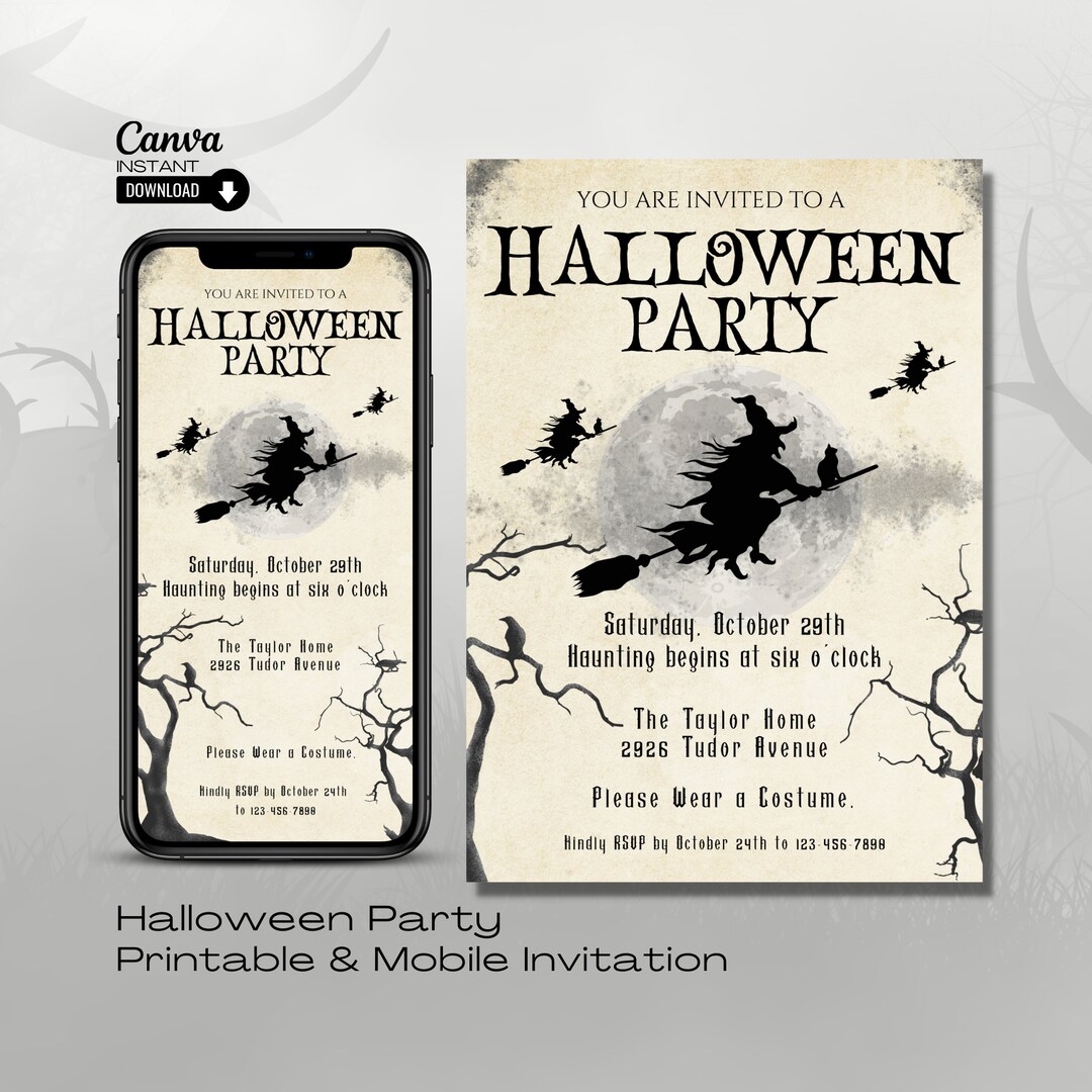 Editable Halloween Party Invitation, Printable Halloween Party Invite ...
