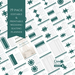 Editable Wedding Seating Chart Planner, Printable Seating Plan, Seating Arrangement, Wedding Table Plan, Wedding Reception Planner, Canva