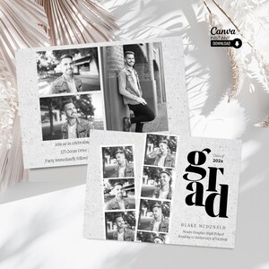 Modern Graduation Party Invitation Template: Photo Collage, Printable Canva Invite