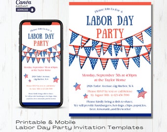 Labor Day BBQ Invitation Template: Editable Party Invite (Digital Download)