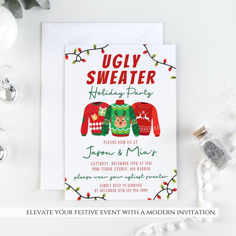 Ugly Sweater Party Invitation, Christmas Party Invite, Ugly Sweater ...