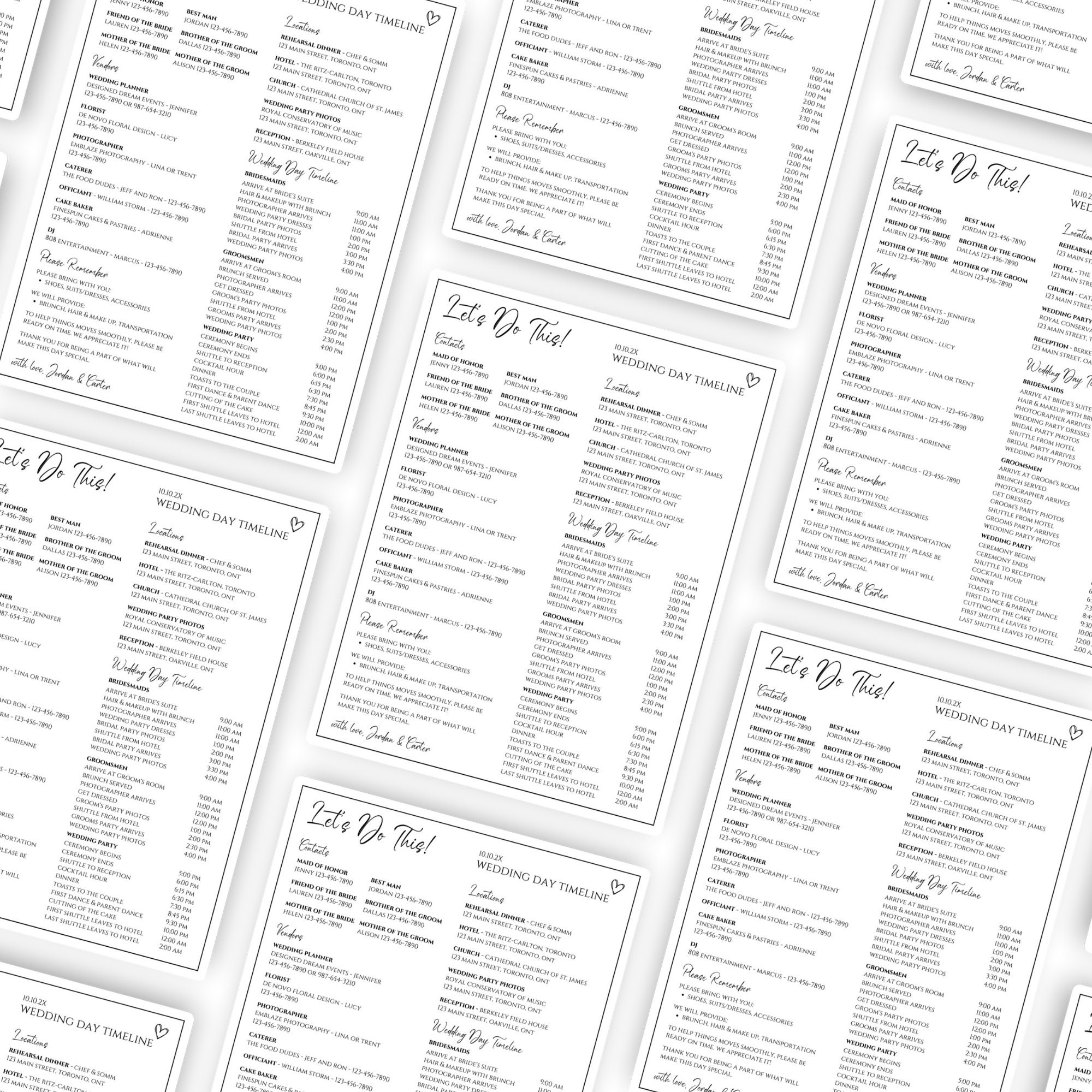 Wedding Day Timeline Editable Wedding Itinerary Wedding Day Etsy