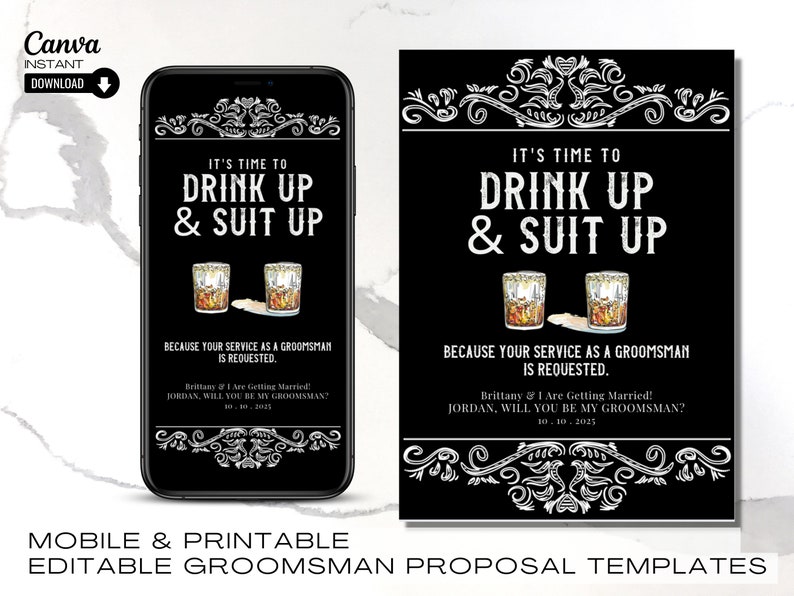 Groomsman Proposal Invitation Printable Best Man Proposal - Etsy
