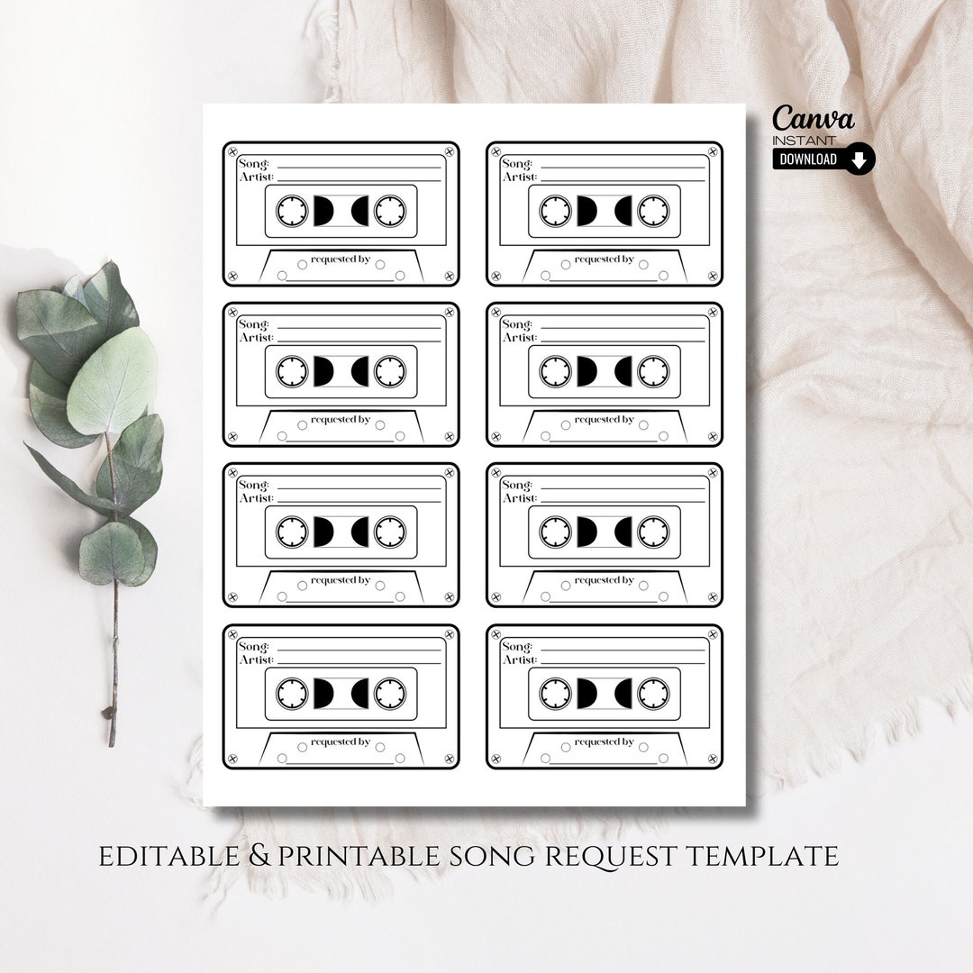 Editable Song Request Cards Template, Printable Song Request Card, I ...