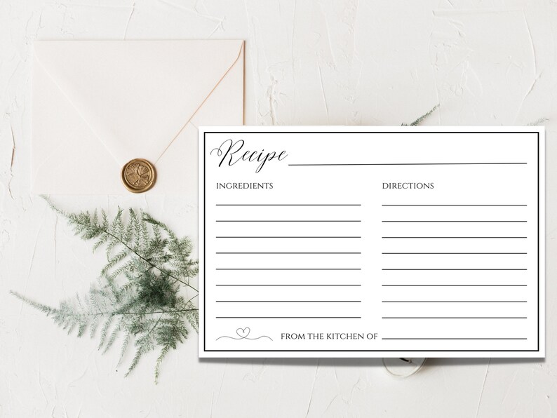 Printable Bridal Shower Recipe Card Template Recipe Request - Etsy