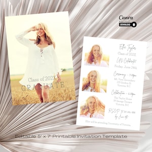 Photo Graduation Party Invitation: Modern Announcement Template (Digital Download)