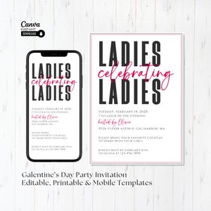 Faire-part Galentine, invitation de la Saint-Valentin, invitation modifiable fête des Galentines, fête de la Saint-Valentin, faire-part Saint-Valentin