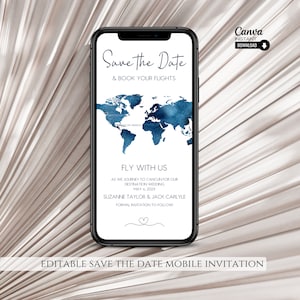 モダンなデジタルSave the Date：結婚式やイベント向けのカスタマイズ可能なスマートフォン招待状