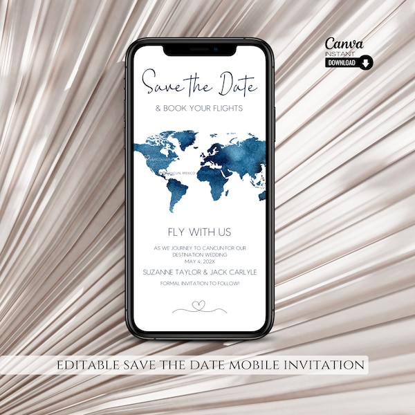 Electronic Save The Date, Electronic Invitation Template, Save The Date Ecard, iPhone Invitation, Smartphone Invite, Digital Invite, Evite