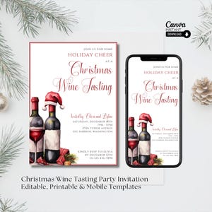 Christmas Wine Tasting Invitation: Editable Holiday Party Invite (Digital Download)
