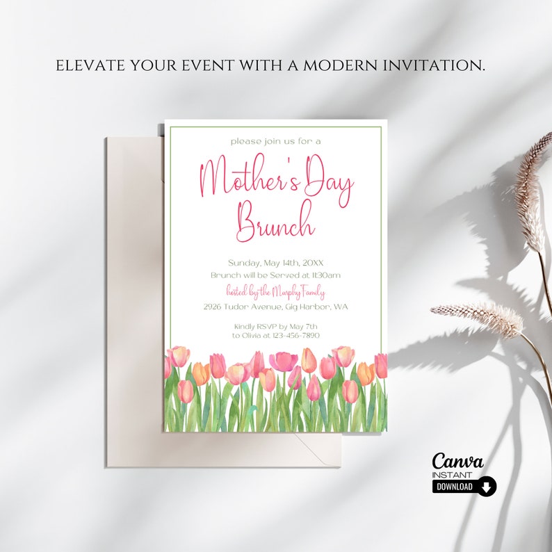 Editable Mothers Day Brunch Invitation, Printable Mother's Day Brunch ...