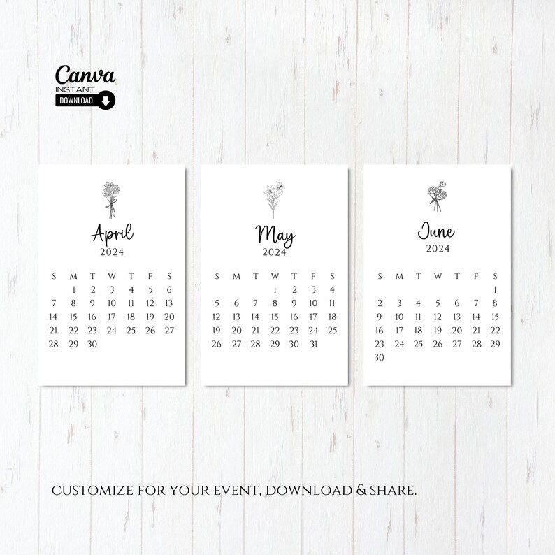 2024 Desk Calendar Printable Desk Calendar Template Monthly Etsy