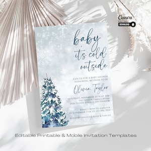 Winter Baby Shower Invitation Template: Editable, Gender Neutral (Digital Download)