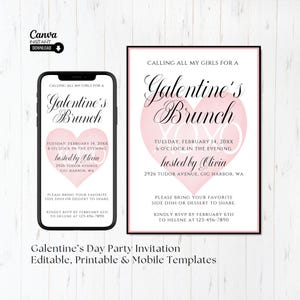 Faire-part Galentine, invitation de la Saint-Valentin, invitation modifiable fête des Galentines, fête de la Saint-Valentin, faire-part Saint-Valentin