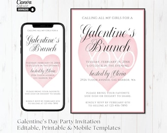 Galentine's Brunch Invitation: Editable Party Invite (Digital Download)