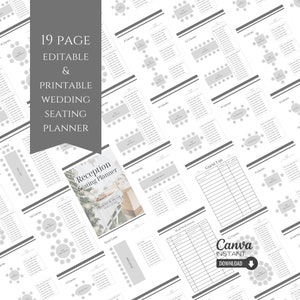カスタマイズ可能な結婚披露宴の座席表プランナー：Canvaで印刷可能なテーブル配置テンプレート