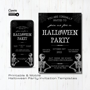 Editable Halloween Party Invitation: Printable Costume Party Evite (Canva Template)