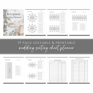Editable Wedding Seating Chart Planner, Printable Seating Plan, Seating Arrangement, Wedding Table Plan, Wedding Reception Planner, Canva