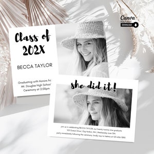 Editable Graduation Party Invitation, Printable Graduation Announcement Template, Graduation Invitation, Modern Graduation Invitation, Grad