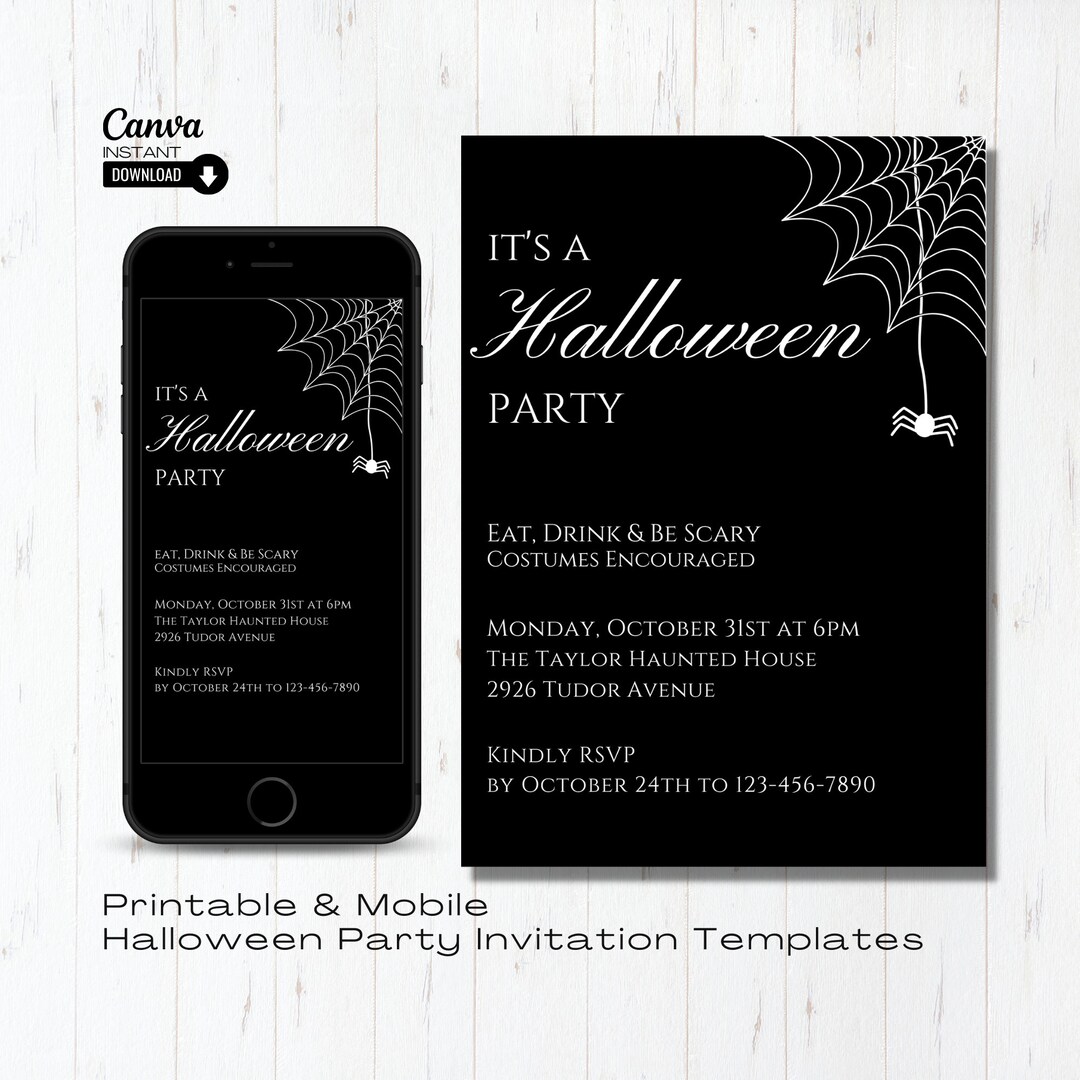 Editable Halloween Party Invitation, Printable Halloween Party Invite ...