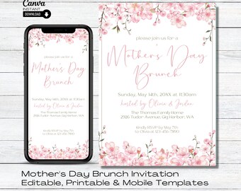 Editable Mothers Day Brunch Invitation, Printable Mother's Day Brunch ...