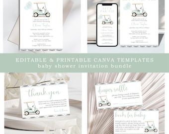 Golf Baby Shower Invitation Suite: Par-Tee Canva Template (Digital)