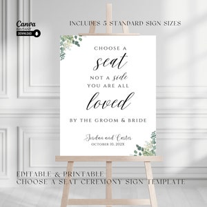 DIY Wedding Seating Sign Template: Modern Calligraphy (Instant Download)