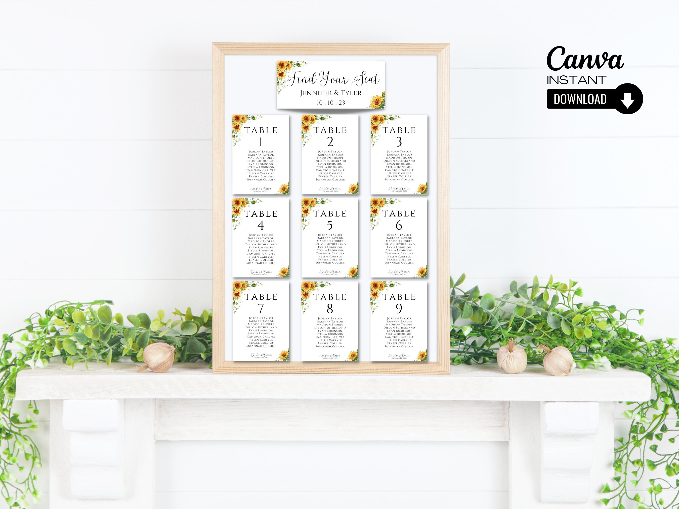 Table Seating Chart Card Template Wedding Seating Chart Etsy