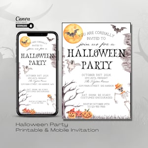 Editable Halloween Costume Party Invitation: Printable Evite (Canva)